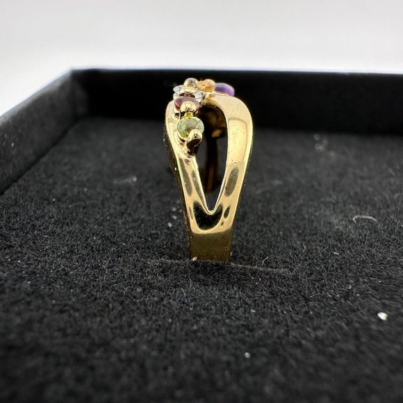Mother's Multi-Gemstone Bypass Ring - Sterling Silver with 14kt Gold Overlay -7 - Picture 12 of 14